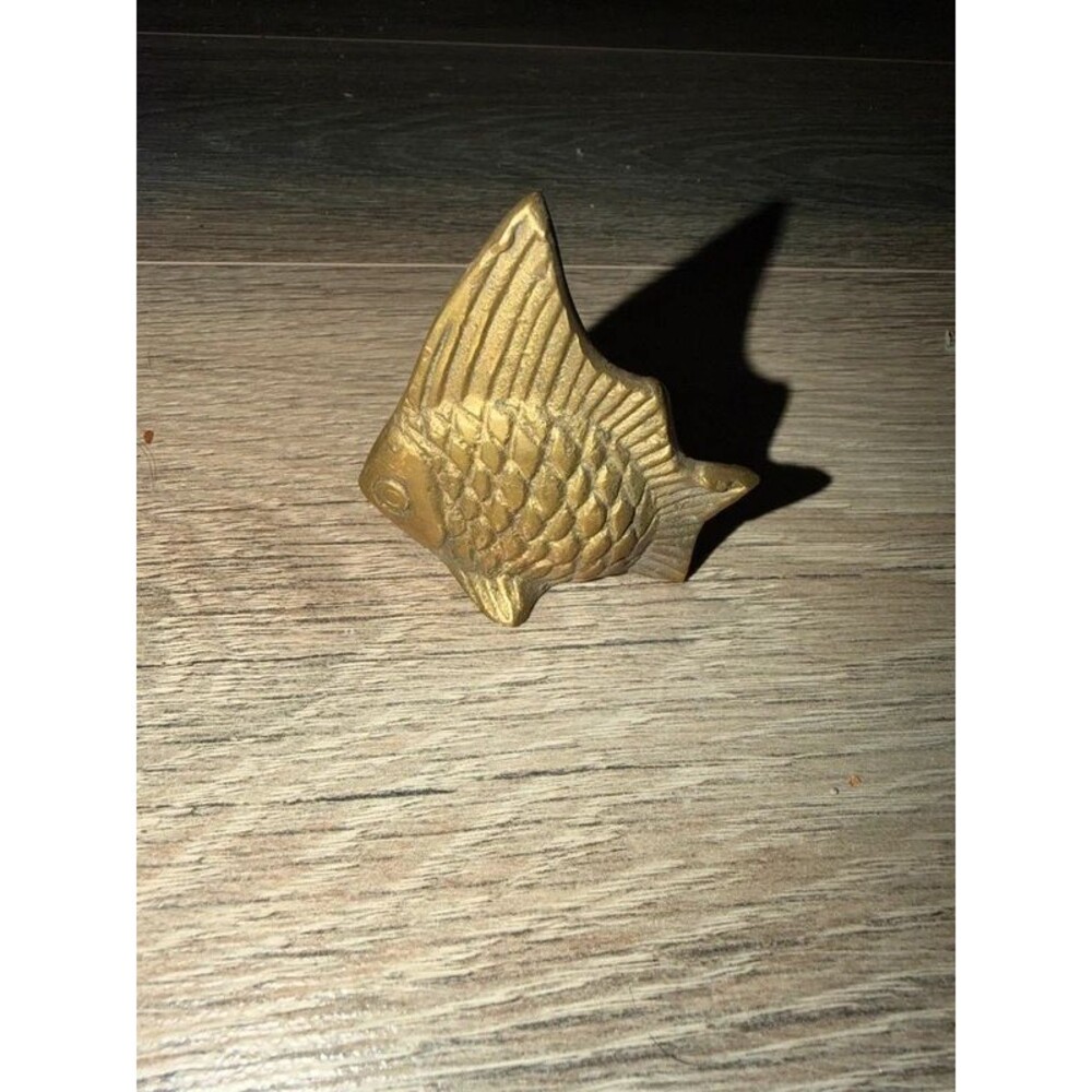 Vintage Solid Brass Angel Fish Figurine Small Fish Decor